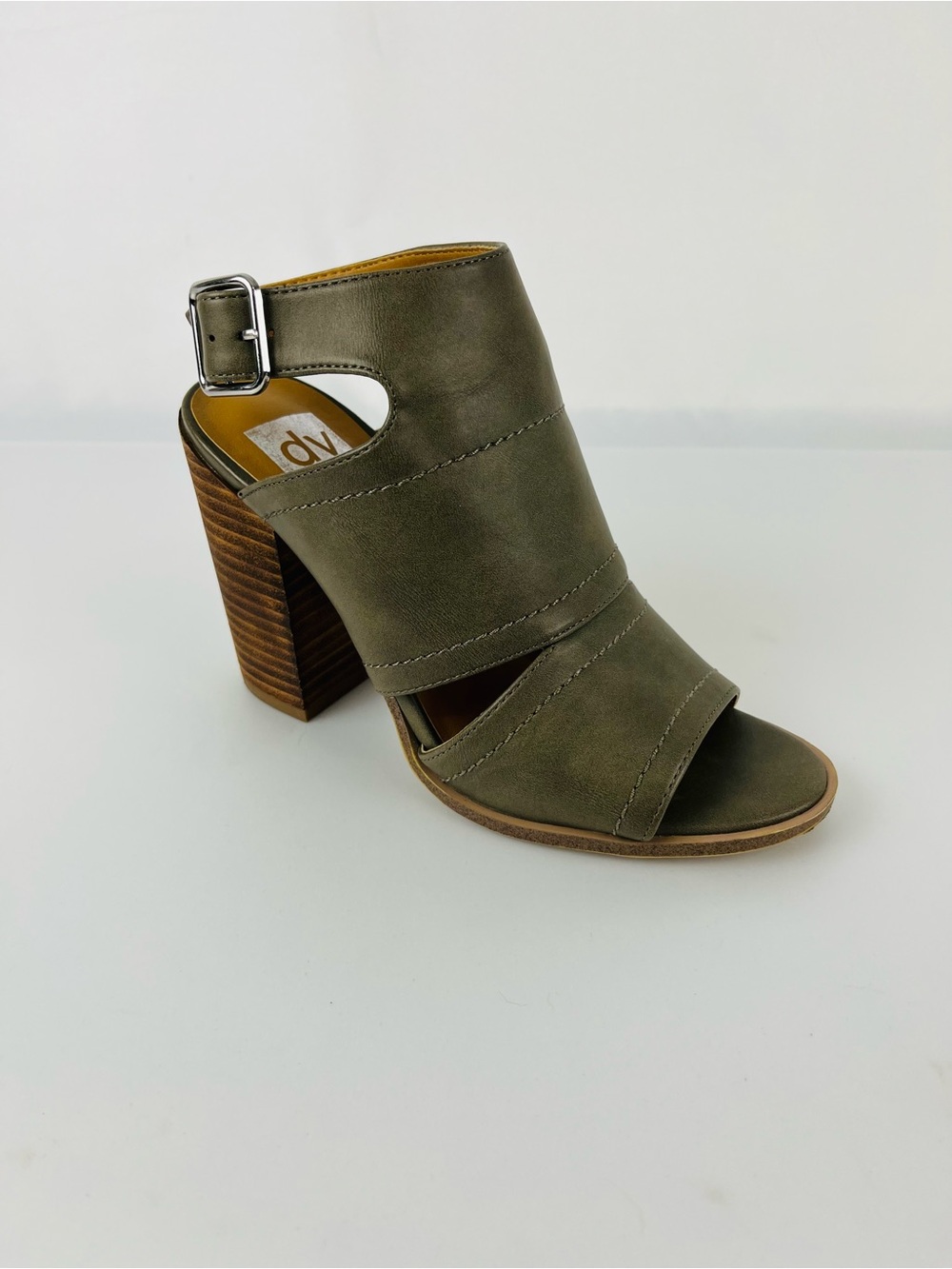DV by Dolce Vita Brista Open-Toe Block Heeled Sandals Olive Green Size 7